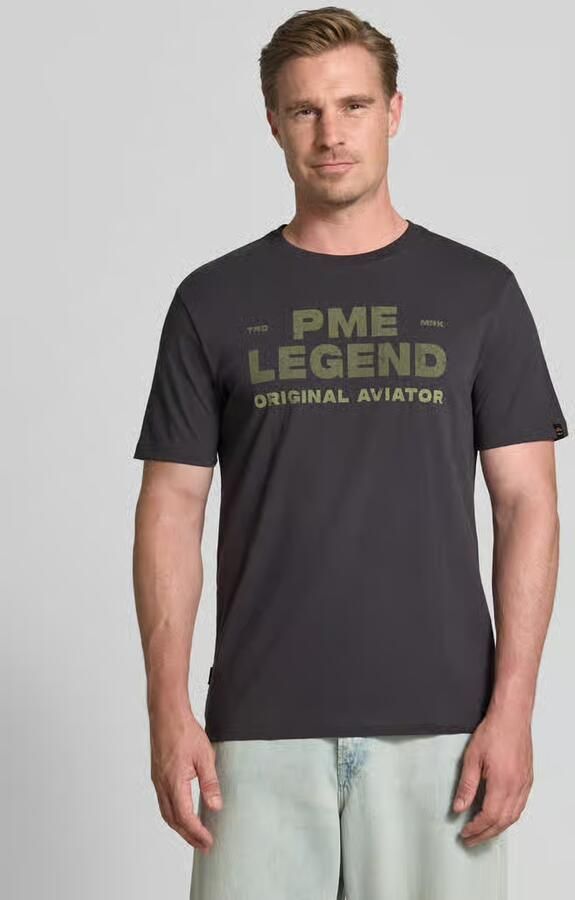 PME Legend regular fit T-shirt met logo donkerbruin - Foto 7