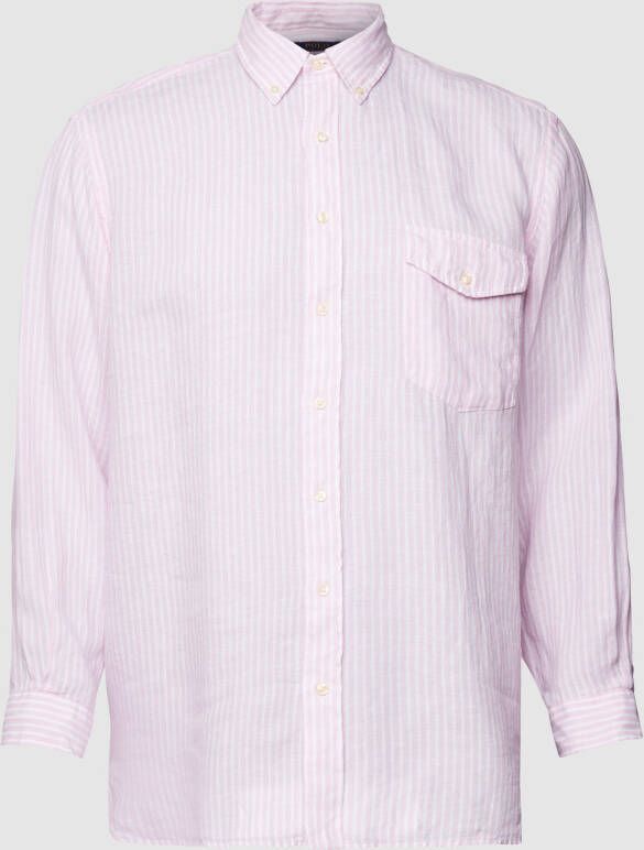 Polo Ralph Lauren Big & Tall PLUS SIZE linnen overhemd met streepmotief