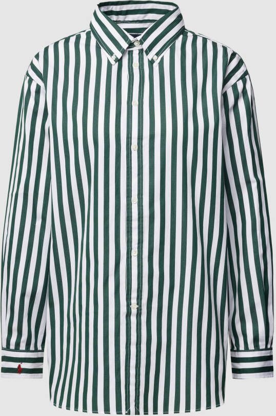 Polo Ralph Lauren Gestreept Casual Overhemd met Geknoopte Kraag Groen Dames