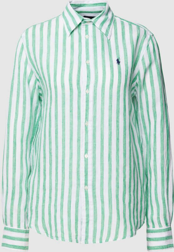 Polo Ralph Lauren Groene relaxed fit gestreepte linnen shirt Green Dames