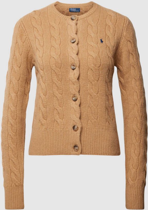 Ralph Lauren Beige Wol Kasjmier Vest Vlechtpatroon Beige Dames