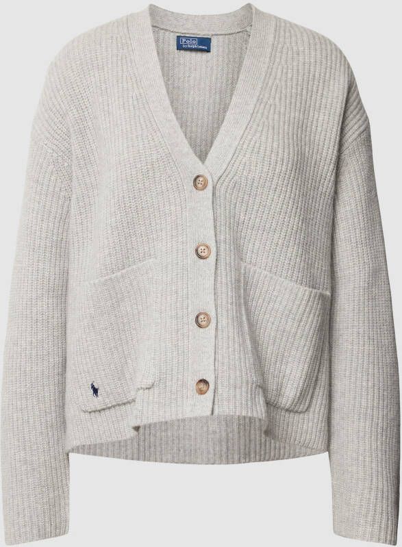 Polo Ralph Lauren Cardigan van een mix van katoen en kasjmier met labelstitching