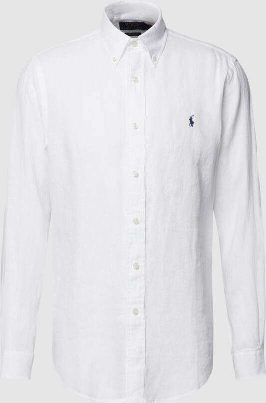 Polo Ralph Lauren Custom fit linnen overhemd met labelstitching
