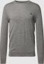Ralph Lauren Geribbelde Ronde Hals Sweater met Geborduurd Pony Logo Gray Dames - Thumbnail 1