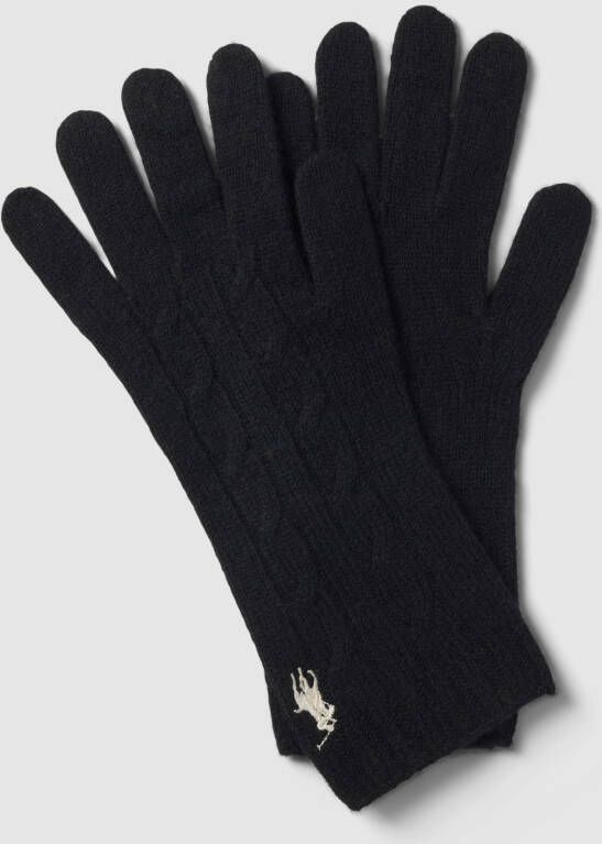 Ralph Lauren Zwarte Wol en Kasjmier Handschoenen voor Dames Black Dames