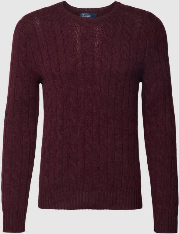 Ralph Lauren Kasjmier bordeauxrode trui met kabelbreisel Brown Heren