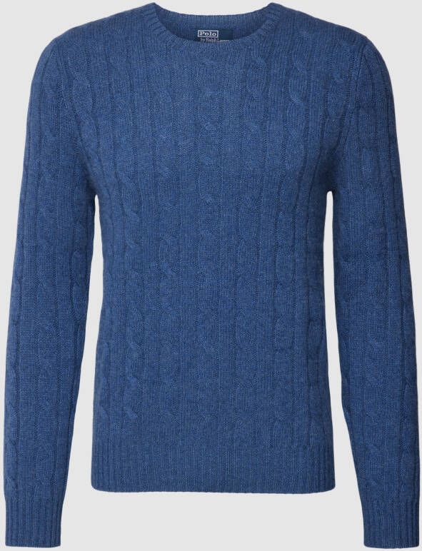 Ralph Lauren Cashmere Trui met Kabelpatroon Blue Heren