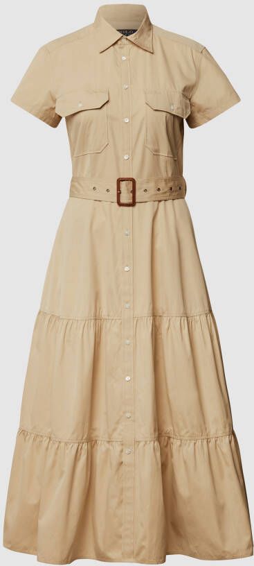 Polo Ralph Lauren Maxi-jurk met korte mouwen en tailleriem