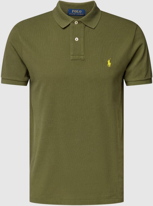 Polo Ralph Lauren Polo shirt met logo borduursel en geribbelde kraag en manchetten Green Heren