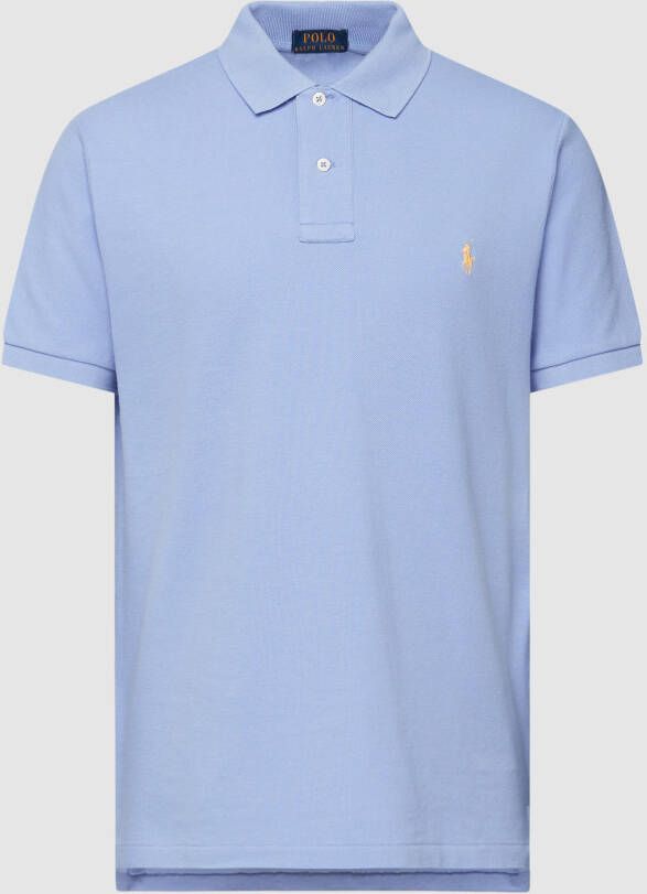 Polo Ralph Lauren Polo shirt met logo borduursel en geribbelde kraag en manchetten Blue Heren