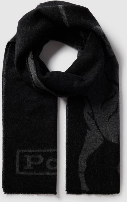 Ralph Lauren Heren Sjaal Zwart Contrast Details Logo Black Heren