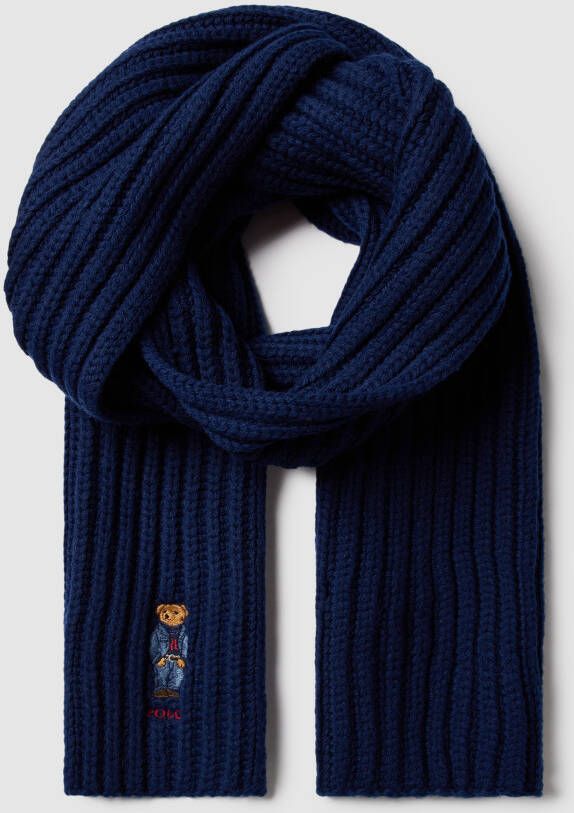 Ralph Lauren Beer Logo Gebreide Sjaal Blue Dames