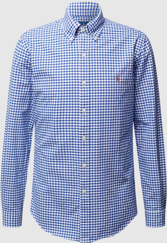 Ralph Lauren Blauw-Wit Geruite Overhemd Slim Fit Multicolor Heren