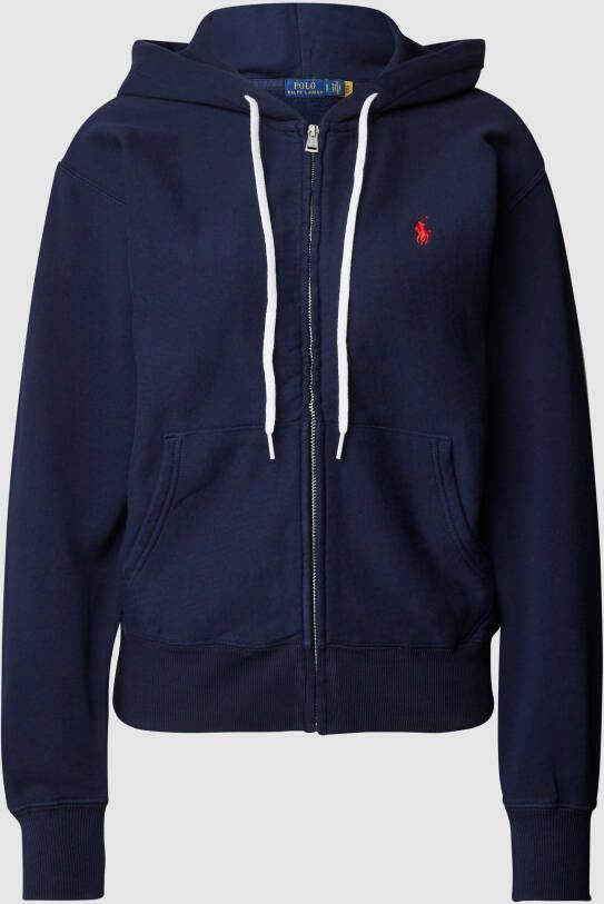 Polo Ralph Lauren Logo-geërgeerde Zip-through hoodie Blauw Dames