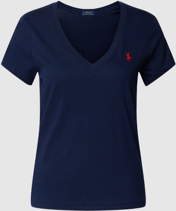 Ralph Lauren Marineblauw V-Hals T-Shirt Blue Dames