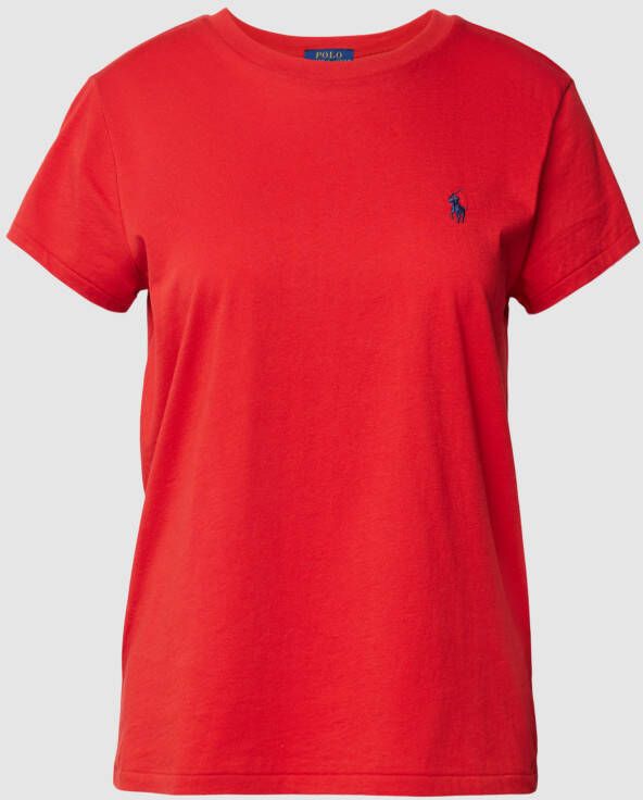 Ralph Lauren Rode katoenen T-shirt met geborduurd Pony-logo Red Dames