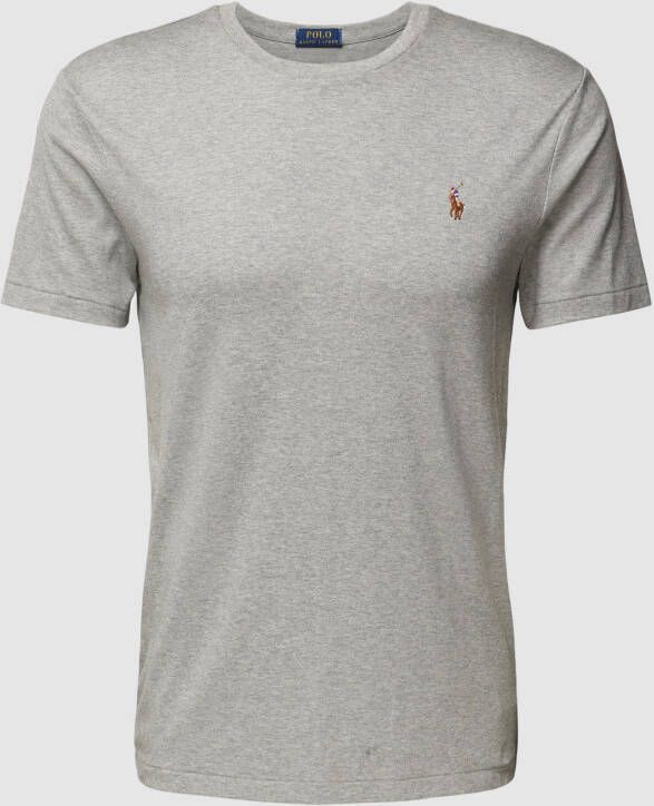 Ralph Lauren Zacht katoenen T-shirt met ronde hals en kenmerkende pony-borduursel Gray Heren