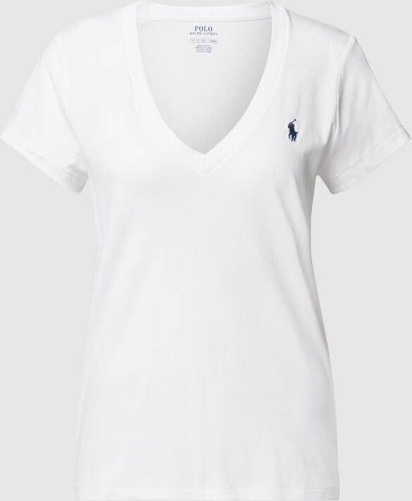 Polo Ralph Lauren Iconisch Wit Katoenen T-shirt met Geborduurde Pony White Dames