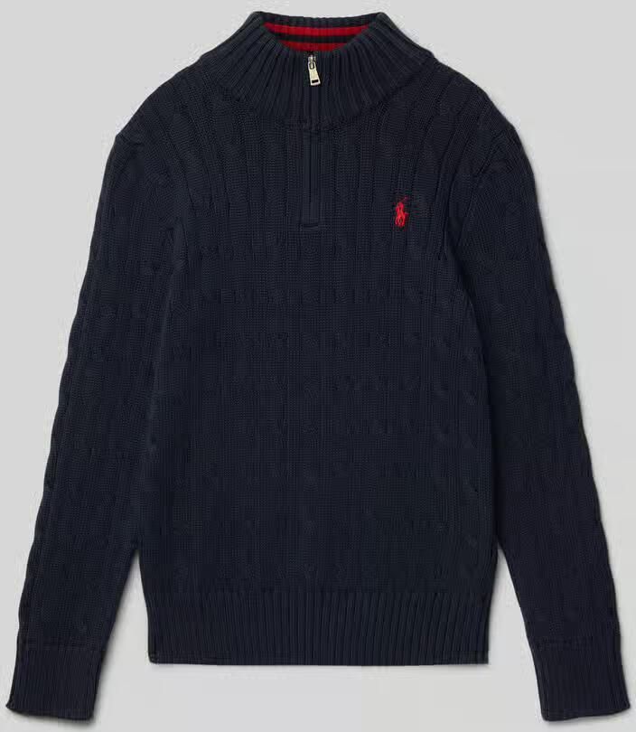 Polo Ralph Lauren Teens Gebreide pulllover met opstaande kraag en ritssluiting