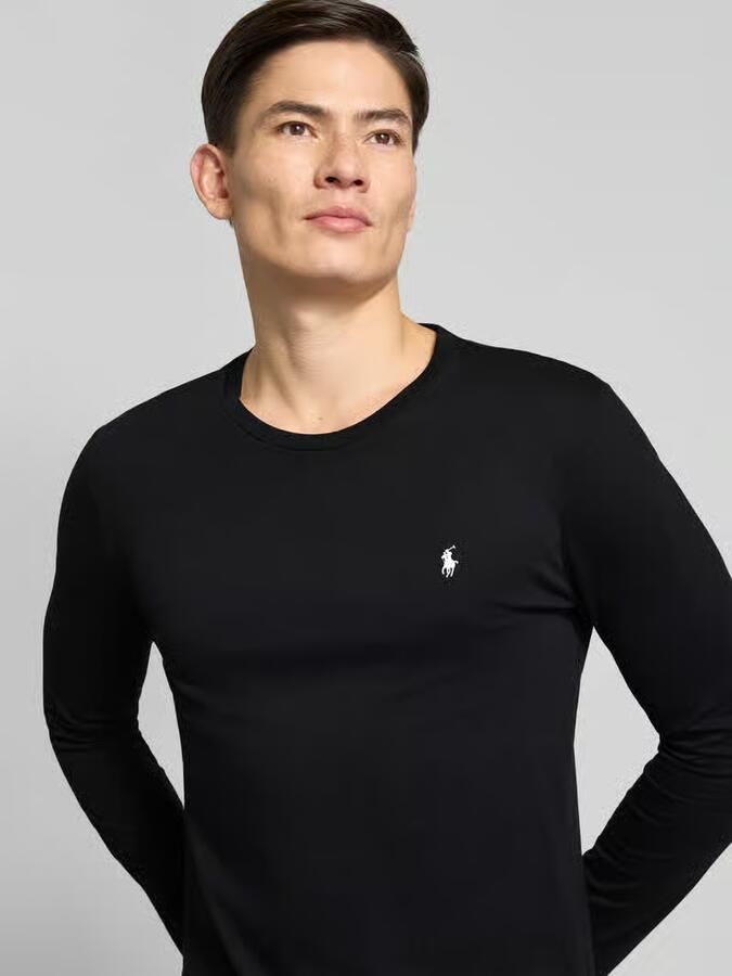 Polo Ralph Lauren Zwarte Geborduurde T-shirt met lange mouwen van katoen Black Heren - Foto 2