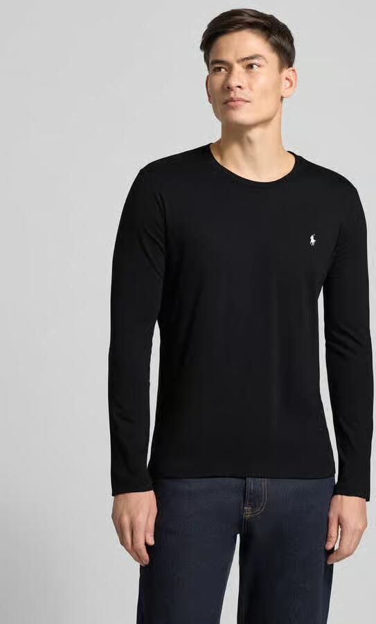 Polo Ralph Lauren Zwarte Geborduurde T-shirt met lange mouwen van katoen Black Heren - Foto 3