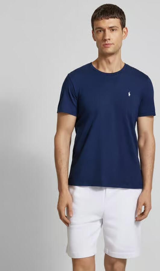 Polo Ralph Lauren Blauw Katoenen T-shirt met Polo Pony Borduursel Blue Heren