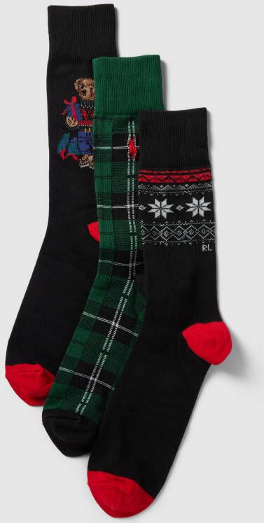 Polo Ralph Lauren Underwear Sokken met labeldetails in een set van 3 paar model 'HOLIDAY'