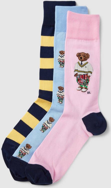 Polo Ralph Lauren Underwear Sokken met labeldetails in een set van 3 paar model 'TOSSED BEAR'