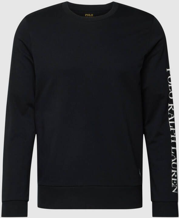 Ralph Lauren Zwarte Crewneck Sweatshirt voor Heren Lange Logo Print Regular Fit Zwart Heren