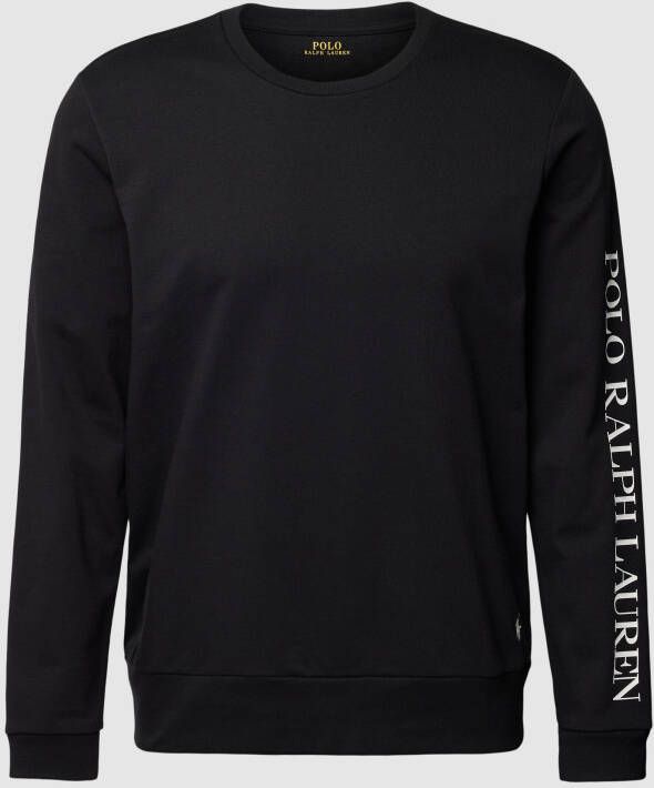 Ralph Lauren Zwarte Crewneck Sweatshirt voor Heren Lange Logo Print Regular Fit Black Heren