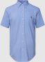 Polo Ralph Lauren casual overhemd korte mouw blauw effen Featherweight Mesh - Thumbnail 1