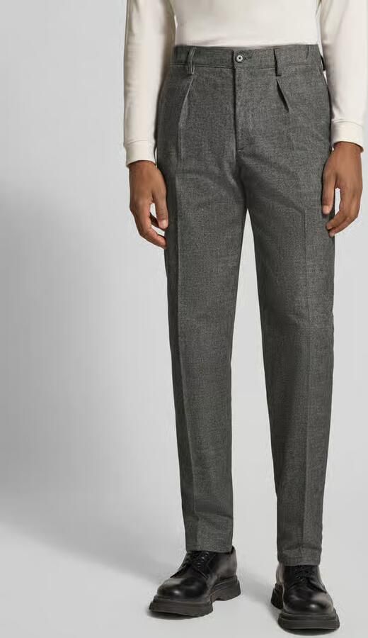 Profuomo Broek met persplooien en achterzakken - Foto 3