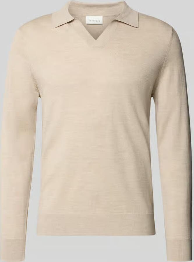 Profuomo Gebreide pullover met polokraag en v-hals
