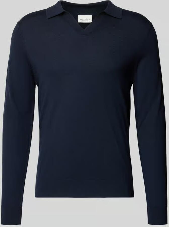 Profuomo Gebreide pullover met polokraag en v-hals