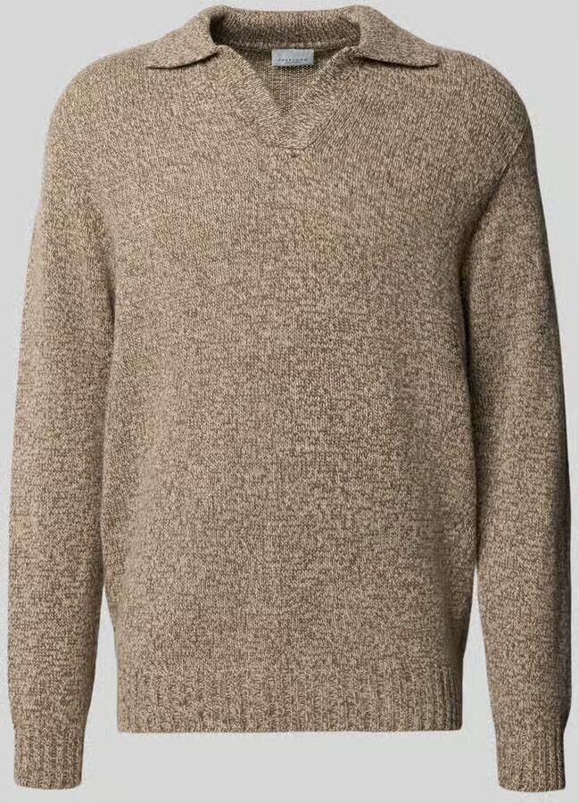 Profuomo Gebreide pullover met polokraag en v-hals