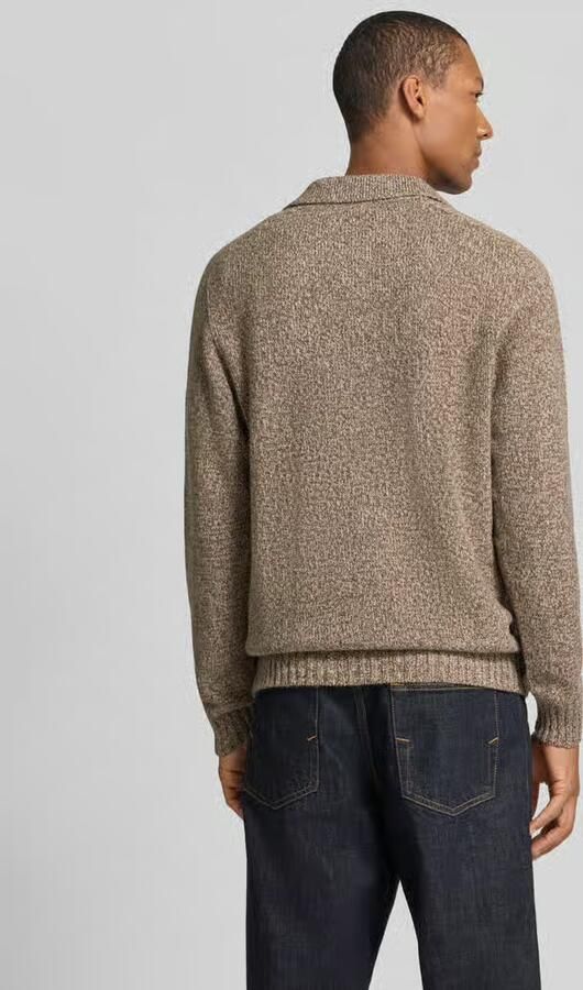 Profuomo Gebreide pullover met polokraag en v-hals - Foto 2