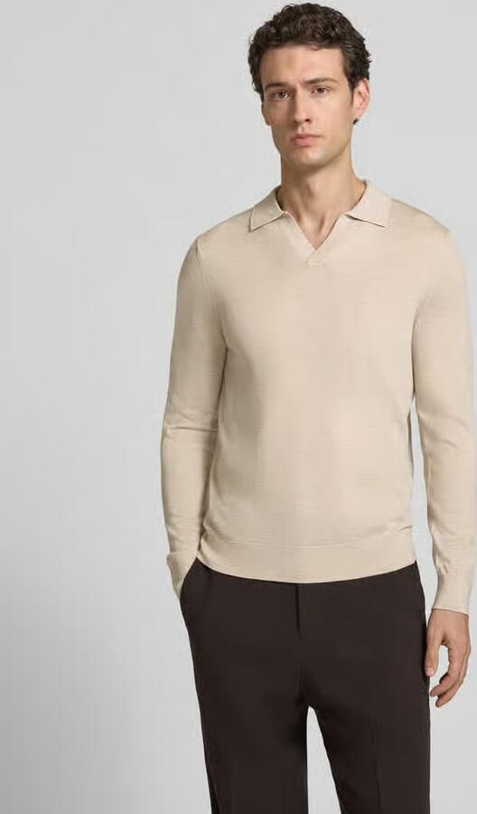 Profuomo Gebreide pullover met polokraag en v-hals - Foto 3