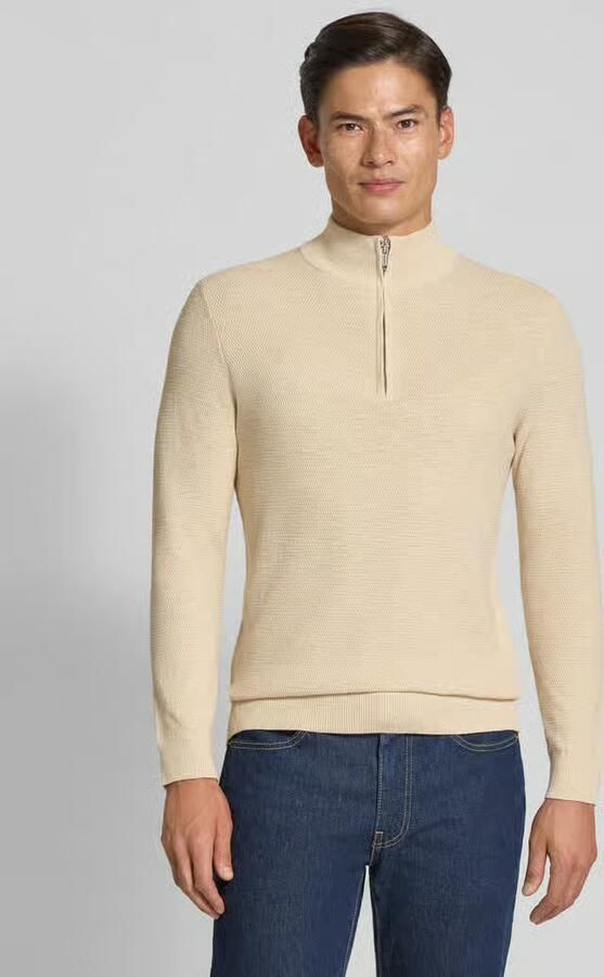 PROFUOMO Heren Truien & Vesten Pullover Half Zip Twinkle Slub Beige - Foto 8