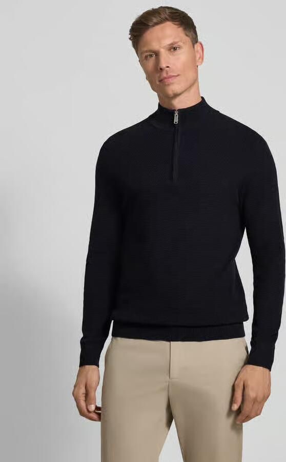 PROFUOMO Heren Truien & Vesten Pullover Half Zip Twinkle Slub Donkerblauw - Foto 11