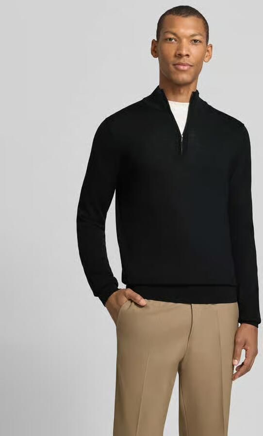 PROFUOMO Heren Truien & Vesten Pullover Half Zip Extrafine Merino Zwart - Foto 9