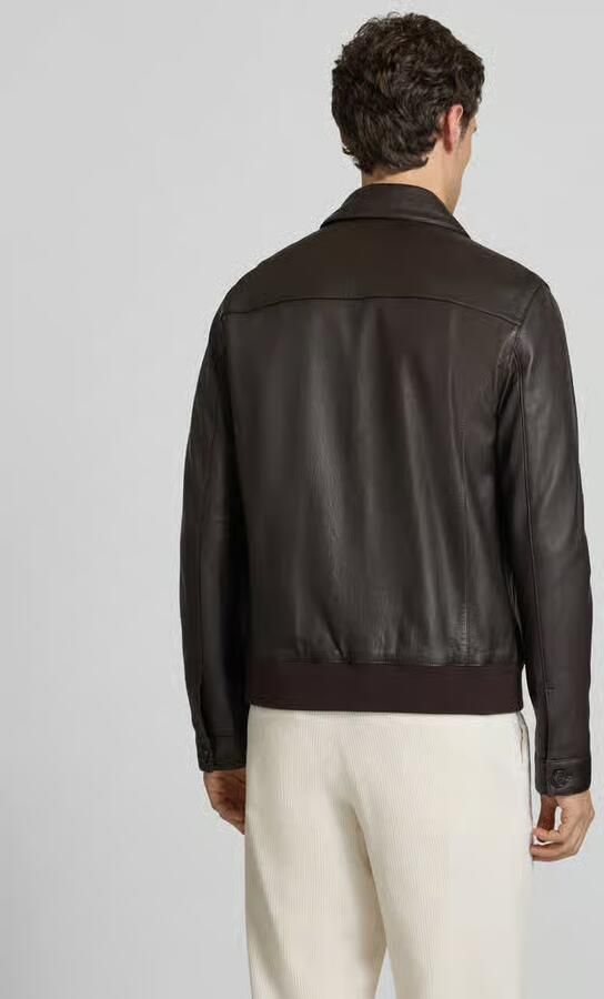 Profuomo Leren jack met knoopsluiting en steekzakken - Foto 2