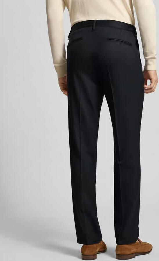Profuomo Pantalon van Mix van wol en elastaan met persplooien