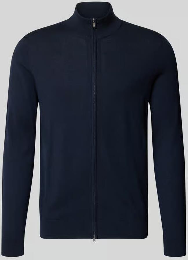 Profuomo Regular fit gebreid jack van puur katoen met opstaande kraag