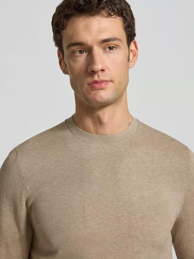 Profuomo Regular fit gebreide pullover met zijdege - Foto 4