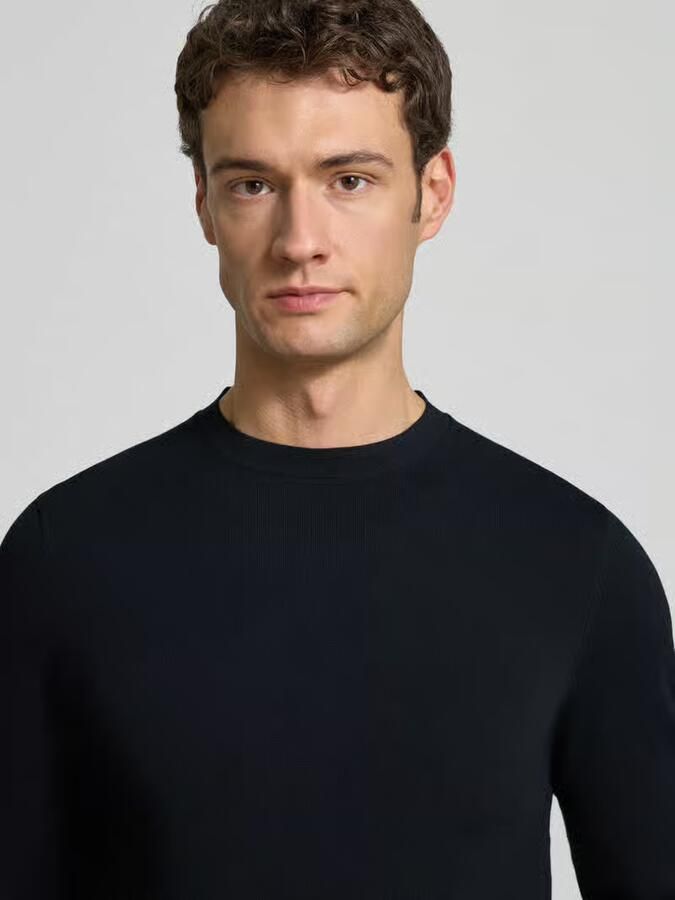 Profuomo Regular fit gebreide pullover met zijdege - Foto 3