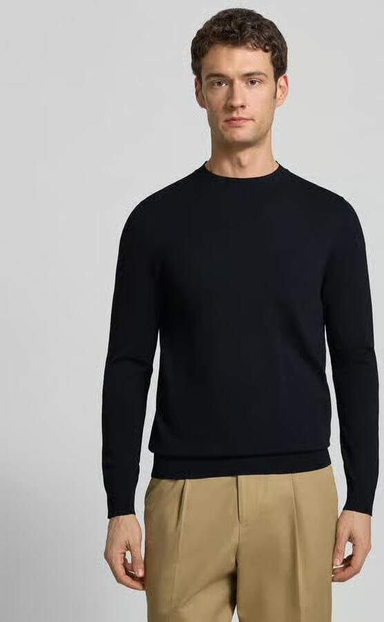 Profuomo Regular fit gebreide pullover met zijdege - Foto 4