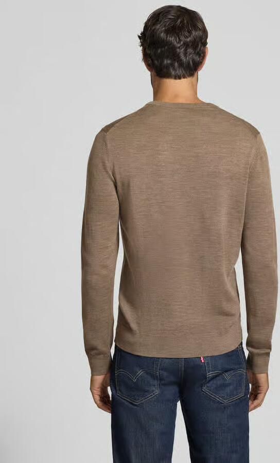 PROFUOMO Heren Truien & Vesten Pullover Crew Neck Extrafine Merino Taupe - Foto 8