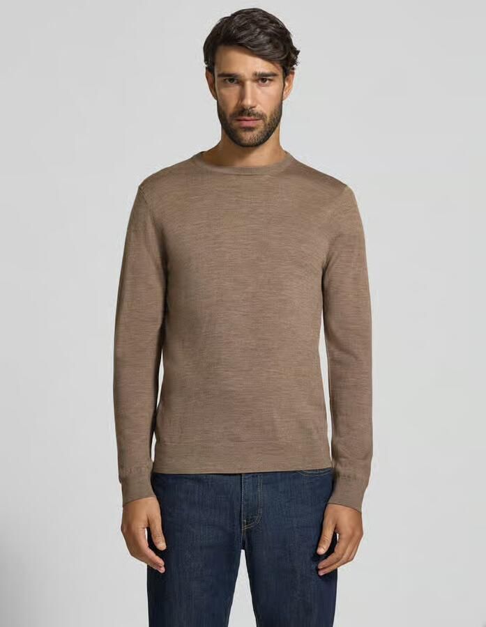 PROFUOMO Heren Truien & Vesten Pullover Crew Neck Extrafine Merino Taupe - Foto 6