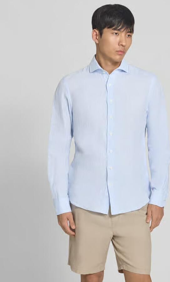 Profuomo regular fit linnen overhemd met kentkraag - Foto 4