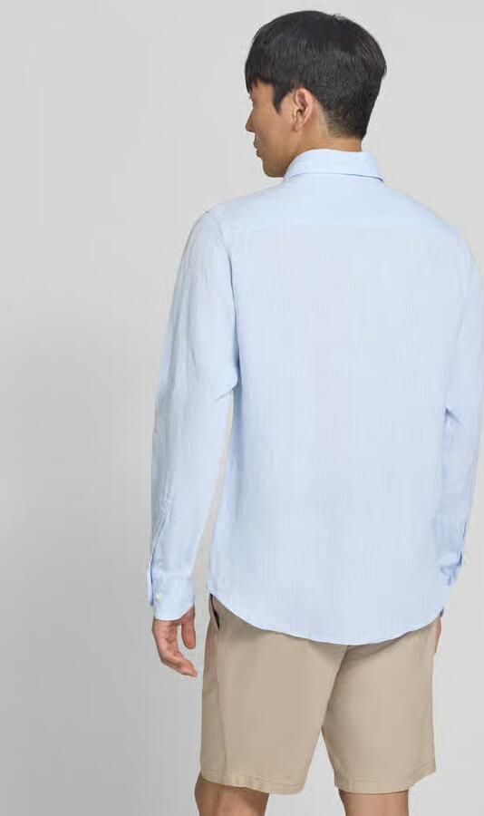 Profuomo regular fit linnen overhemd met kentkraag